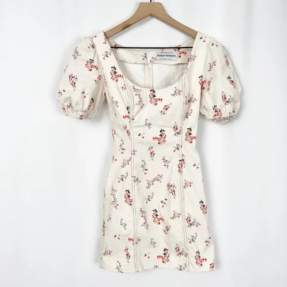 Finders Keepers Frankie Mini Dress Floral Retro Vintage Pin Up Puff Poof Sleeve - Picture 4 of 8